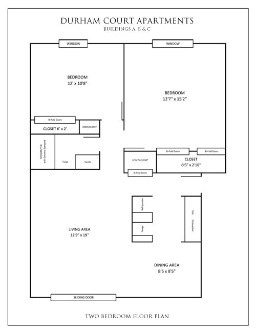 Durham Court Apartments Two Bedroom Floor Plan